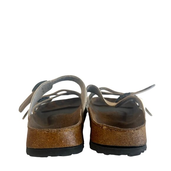 BIRKENSTOCK BIRKIS Calais Sandals 41 10 Cross Strap Slide Birko Flor Ivory White - Picture 6 of 8